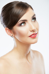 Fototapeta premium Beauty style close up woman face portrait isolated