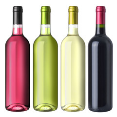 A set of four different wines