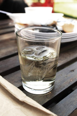 water glass on table