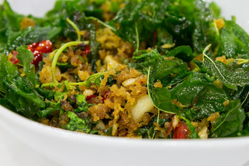 Fried basil with fish flake