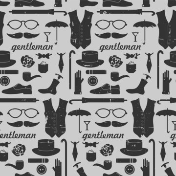 Seamless pattern with various elements for gentlemen