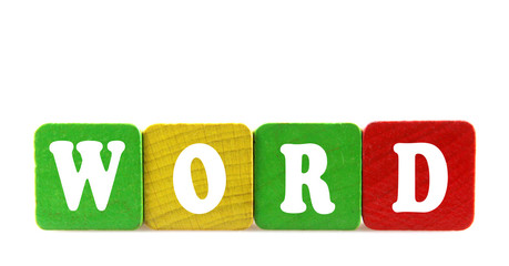 isolated text in wooden building blocks