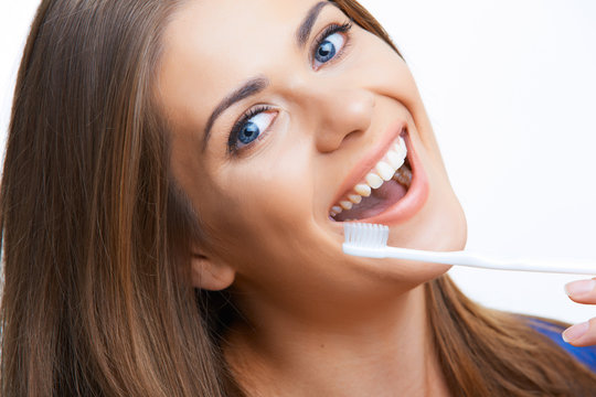 Woman with toothy brush