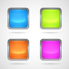 Set of four shiny square vector buttons