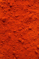 Background of chili powder made from dry red whole chilies