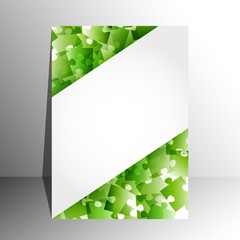 green puzzle brochure template