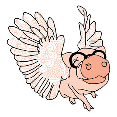 Pig with glasses and wings