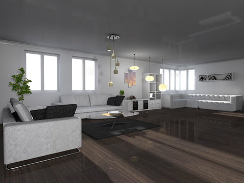 Modern eingerichtetes Wohnzimmer
