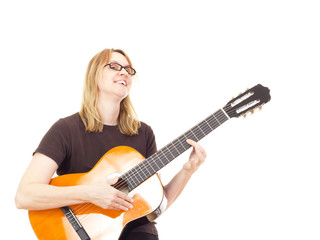 Woman playing guitar