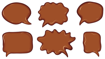Vector collection of speech bubbles, consisting of chocolate