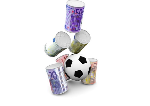 Fussball der Gelddosen umschießt (seitlich) Stock Illustration | Adobe Stock
