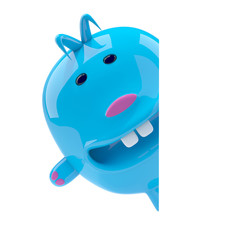 Little blue alien toy is hiding