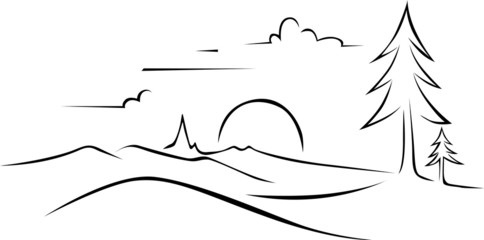 Fototapeta premium abstract landscape drawing