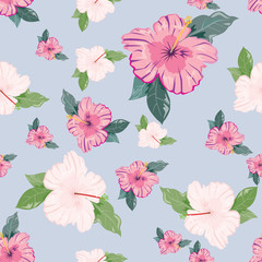 Hibiscus seamless pattern