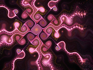 Abstract pink and psychedelic gnarly design, digital fractal art - 50543193