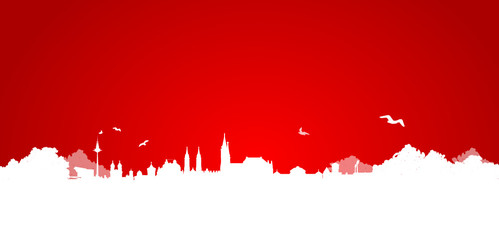 Skyline Nürnberg roter Hintergrund