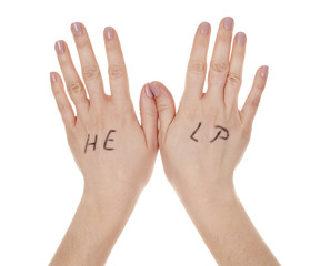 Obraz premium hands with help message