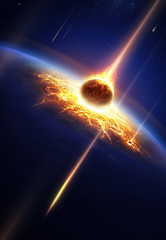 Obraz na płótnie Canvas Ziemia w deszczu meteorytów
