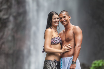 Couple at waterfall