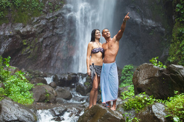 Couple at waterfall
