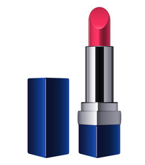Obraz premium Beautiful Open Red Wine Lipstick In Blue Box: Vector Version