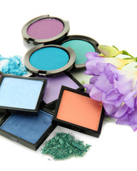 Beautiful bright eye shadows isolated on white