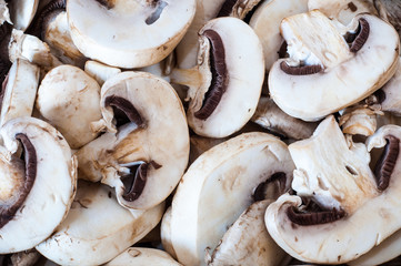 Close up of fresh raw mushrooms