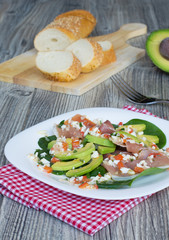 Salad with jamon and avocado