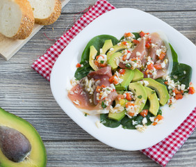 Avocado and jamon salad