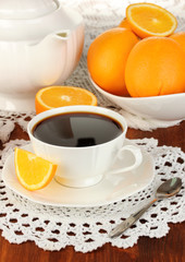 Beautiful white dinner service with oranges
