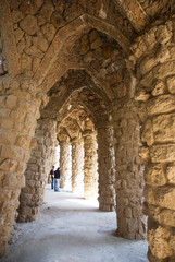 Obraz premium Collonade in Park Guell, Barcelona