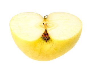Horizontal slice of a fresh yellow apple