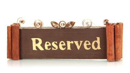 Reserved sign isolated on white
