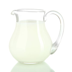 Pitcher of milk isolated on white