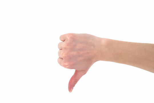 woman hand showing thumb down