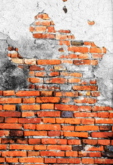 Old weathered brick wall fragment
