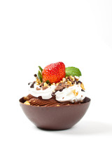 Whipped coffee mousse with strawberry