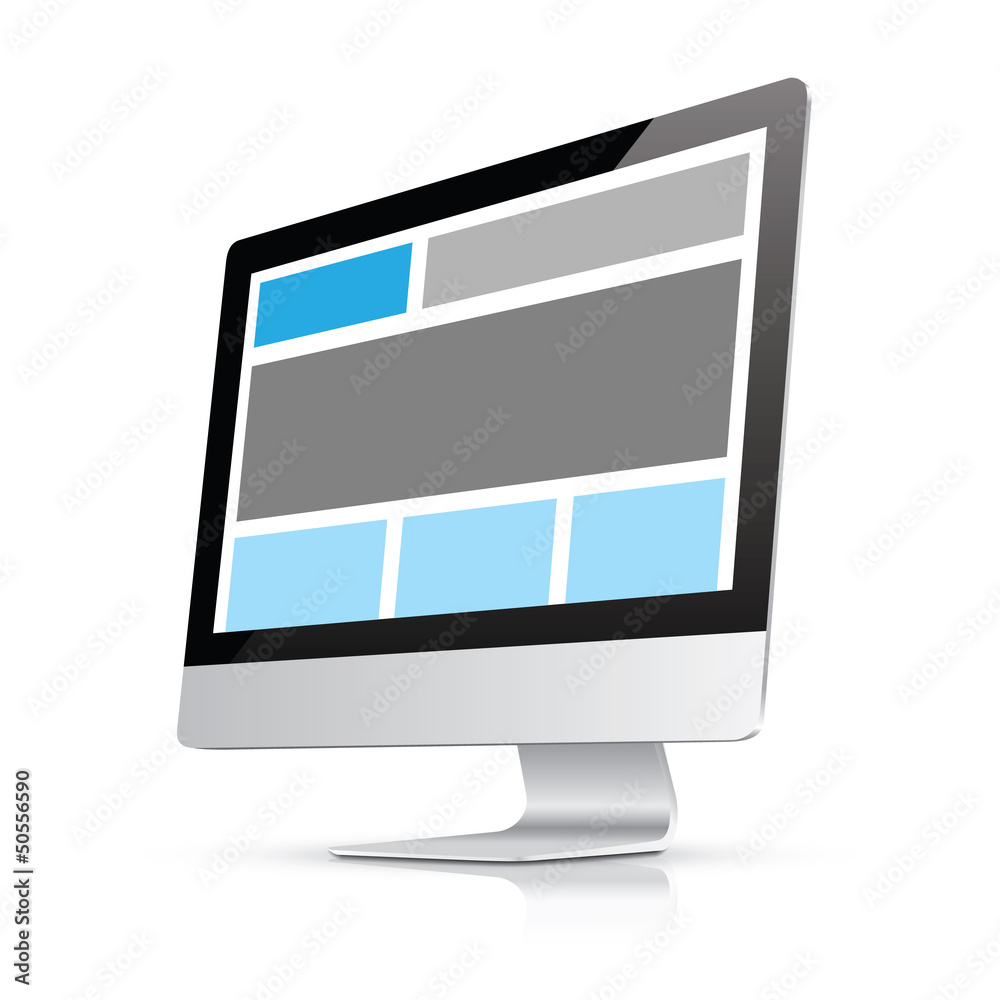 Aufkleber Fully responsive web design in desktop computer vector eps10