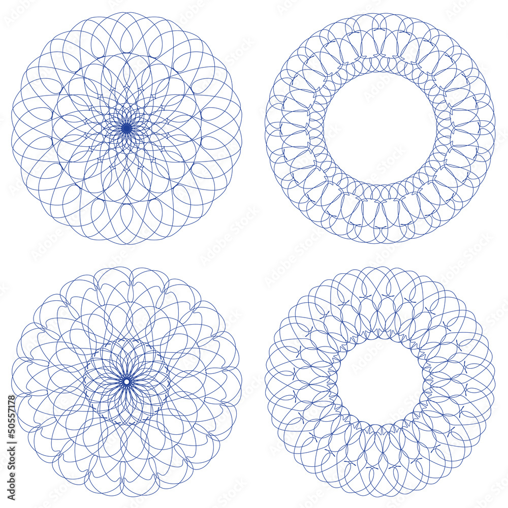 Poster set of vector guilloche rosettes