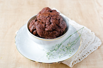 A Cup of coffee with chocolate biscuits