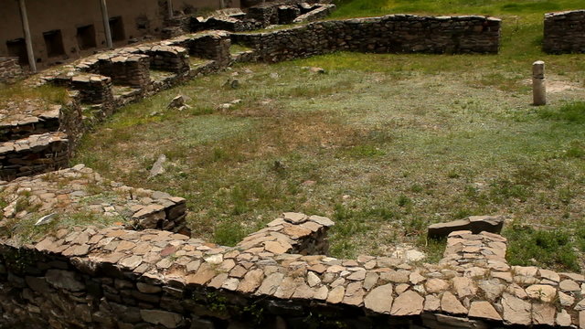 Round construction in archaeological Wari site, Peru