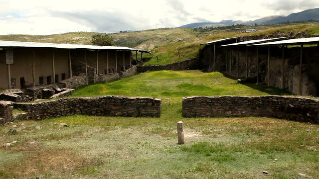 Round construction in archaeological Wari site, Peru