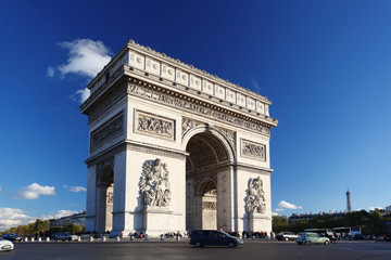 Famous Arc de Triomphe in  Paris, France