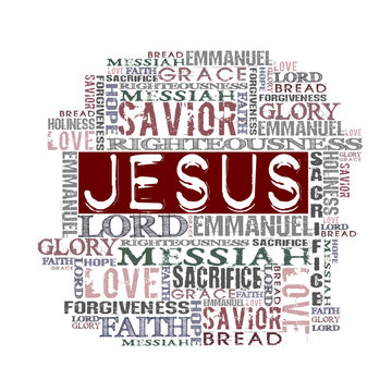 Jesus Religious Words isolated on white
