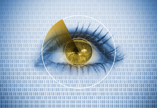 Close up of woman eye with a radar around