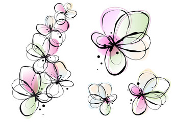fleurs aquarelles abstraites, vecteur