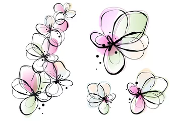 Deurstickers Abstracte bloemen abstracte aquarel bloemen, vector