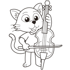 Cartoon Cat Playing a Cello