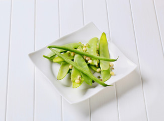 Green beans, mung beans and snow peas