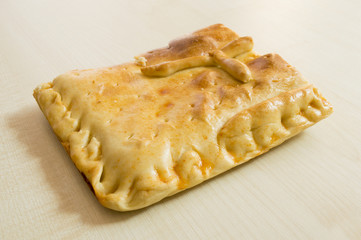 bread pie filling with diversus ingredients - empanada Galicia